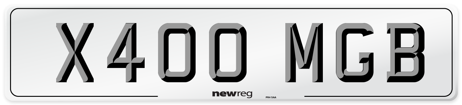 X400 MGB Number Plate from New Reg